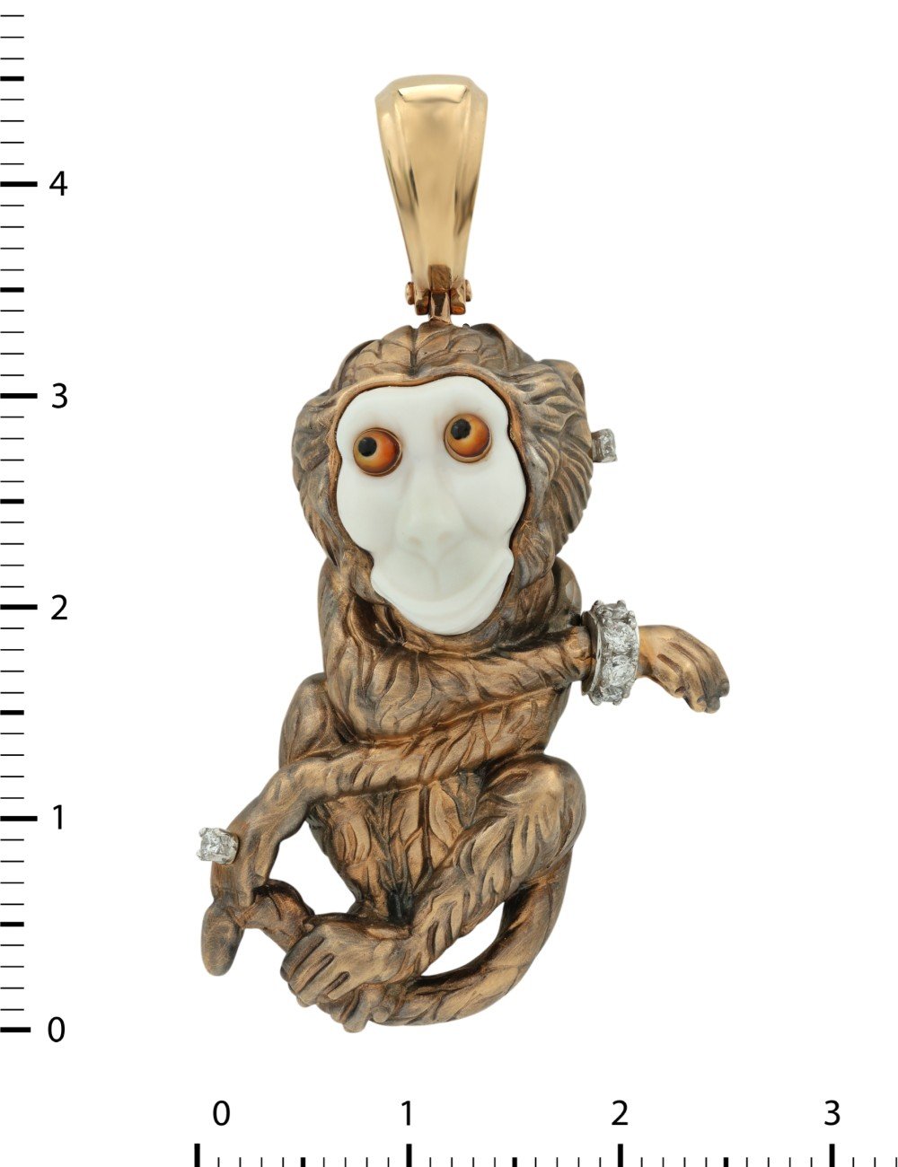 Подвеска из золота c эмалью, бриллиантами, рубином и бивнем мамонта