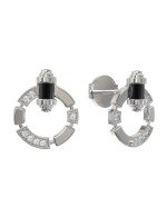 Серьги из белого золота c бриллиантами и ониксом