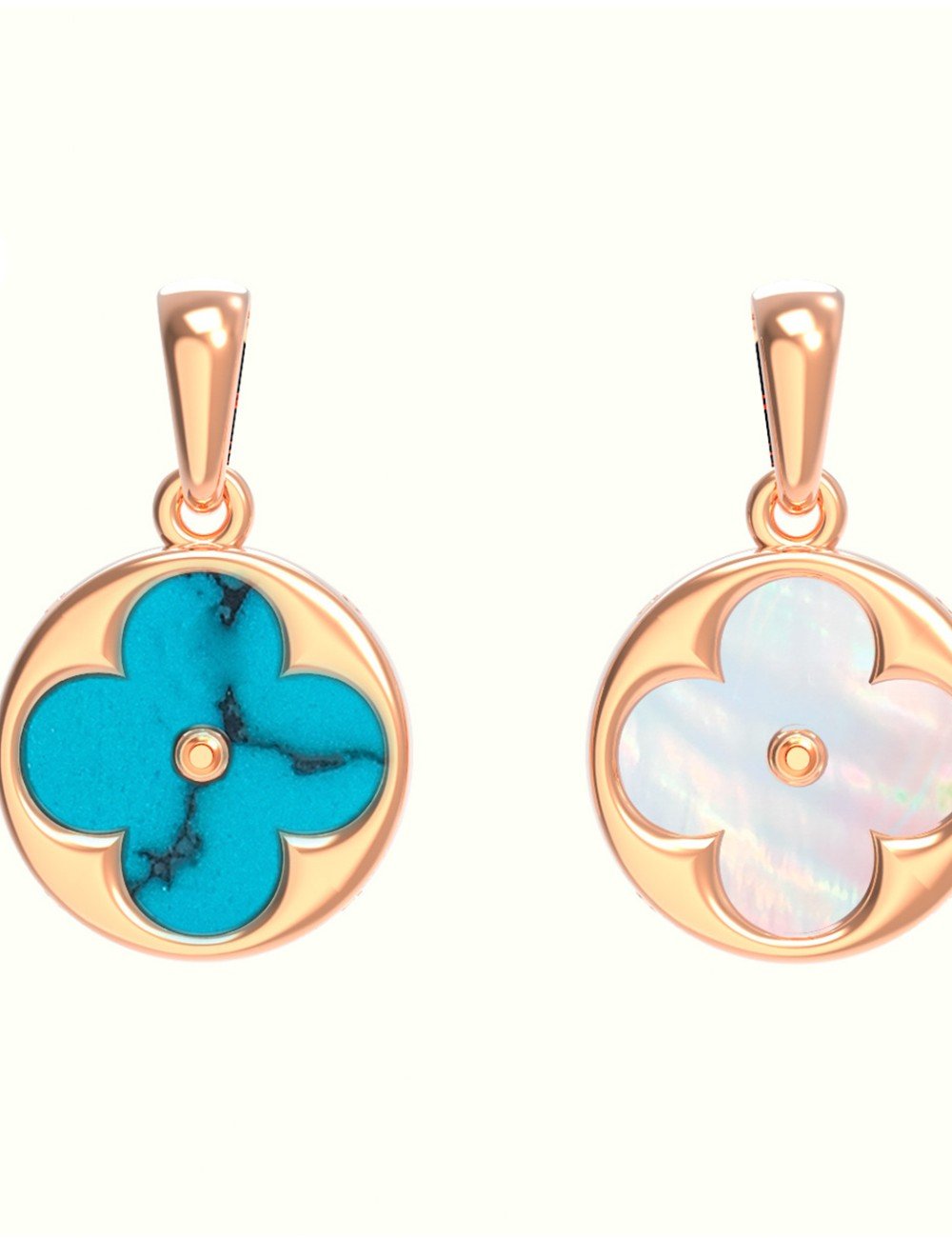 Подвеска из золота c бирюзой и перламутром