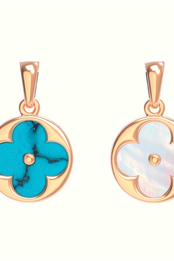 Подвеска из золота c бирюзой и перламутром