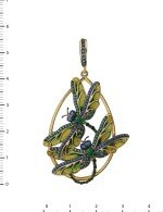 Подвеска из лимонного золота c сапфиром, изумрудом и эмалью