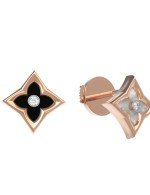 Серьги из золота c бриллиантами, ониксом и перламутром