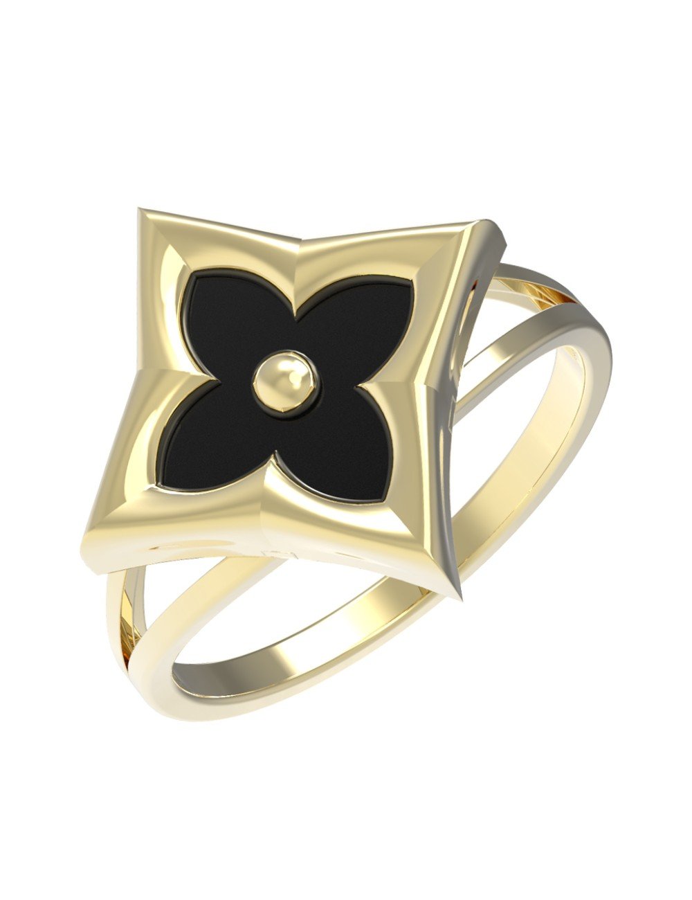 Кольцо из лимонного золота c ониксом