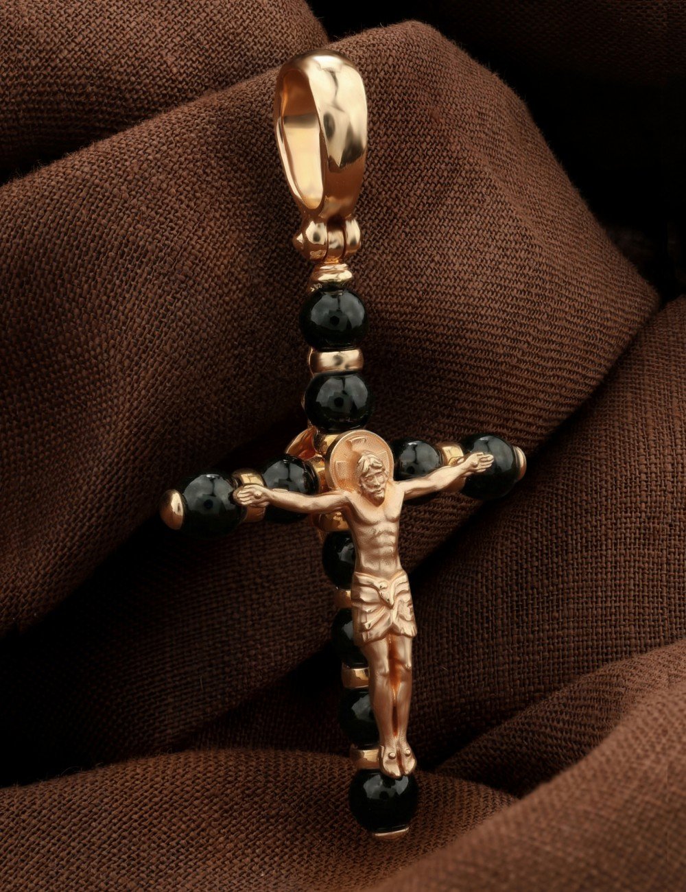 Крест из золота c ониксом