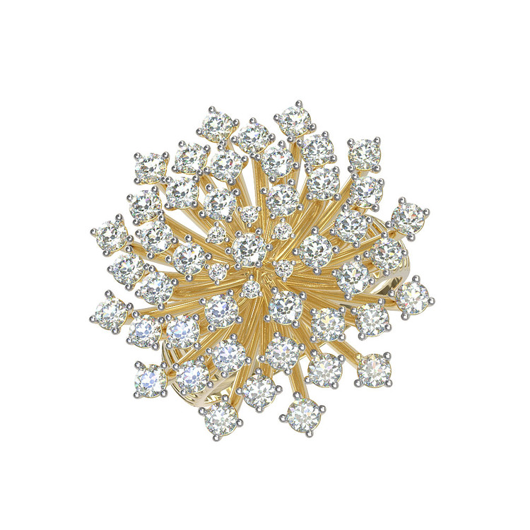 Кольцо из лимонного золота 585 пробы c бриллиантами