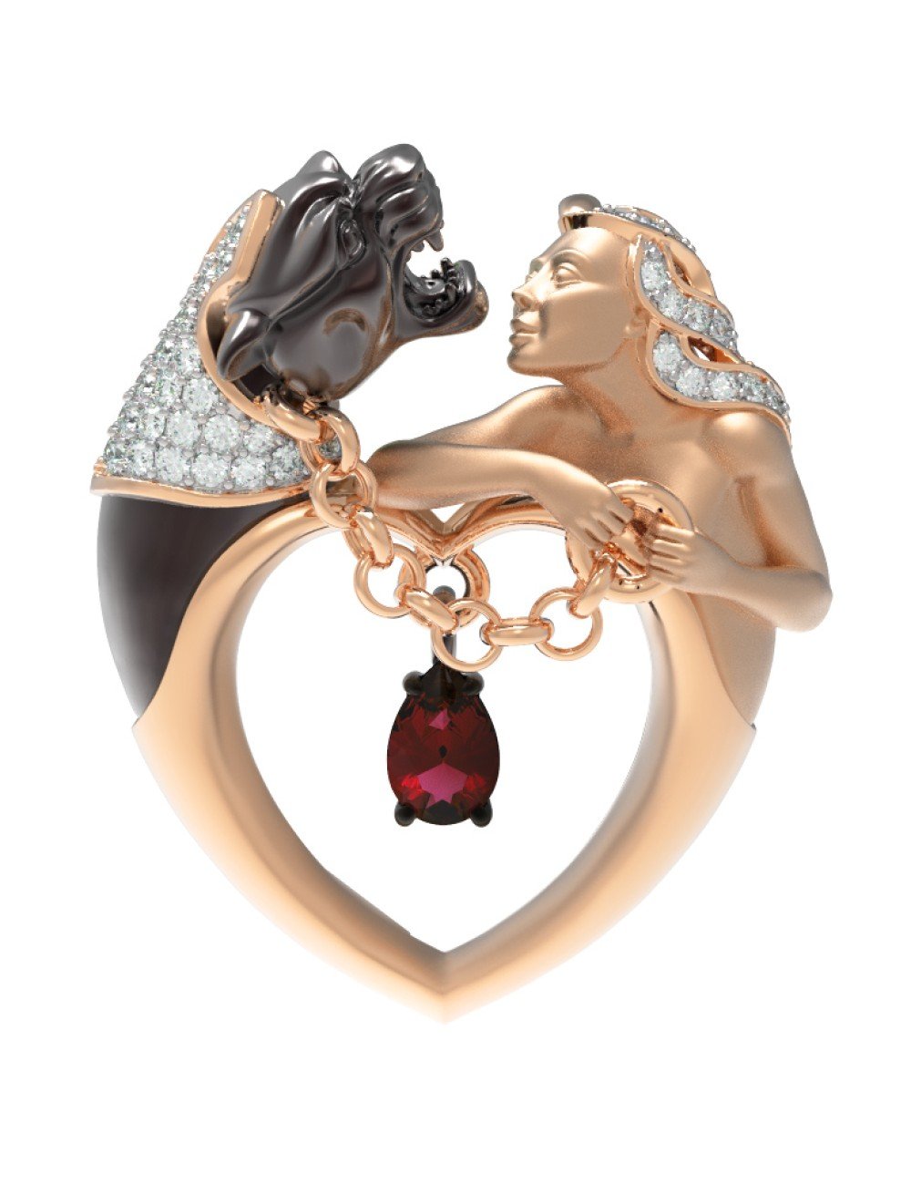 Подвеска из золота c фианитом и гранатом