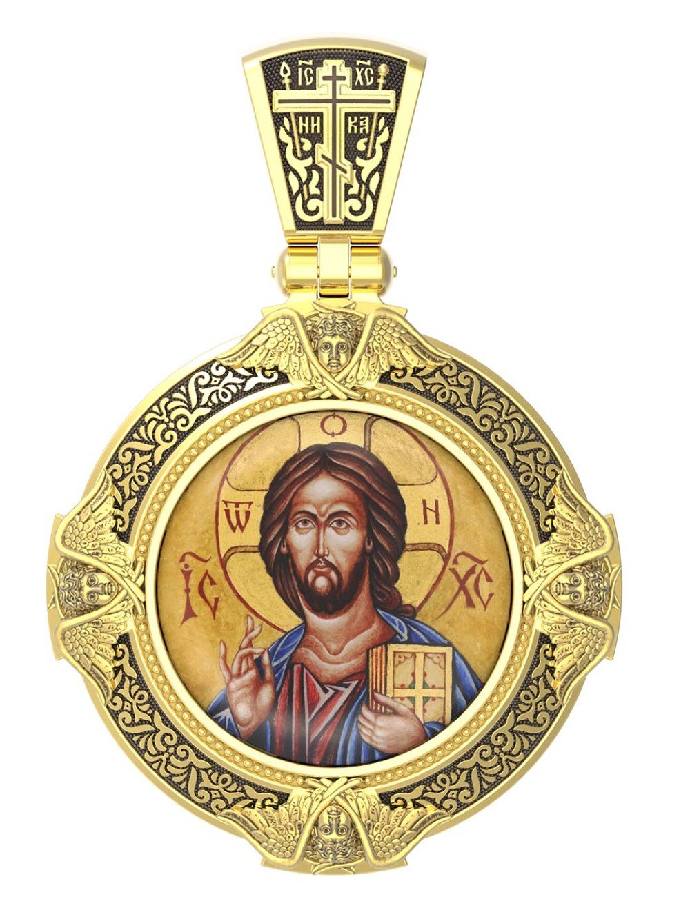 Образок из лимонного золота c эмалью и иконописью