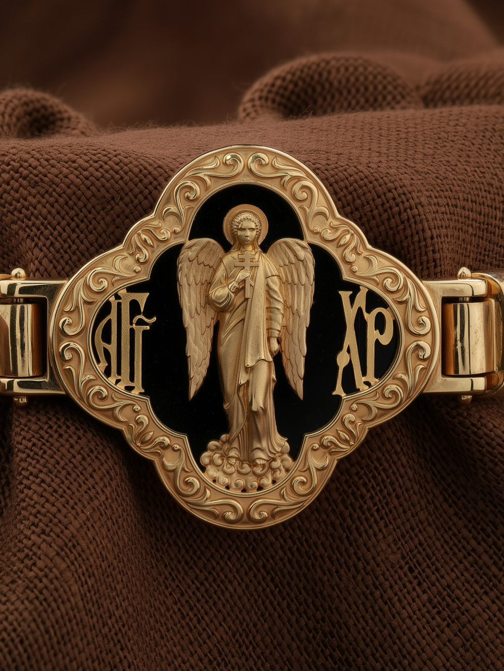 Браслет из красного золота 585 пробы c шнурком и ониксом