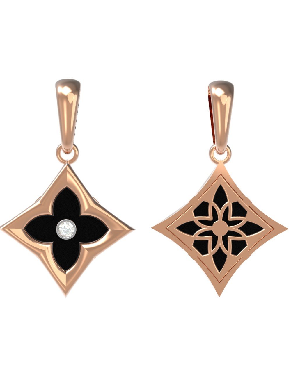 Подвеска из золота c бриллиантами и ониксом