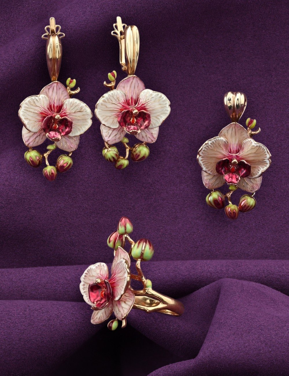 Серьги из золота c эмалью