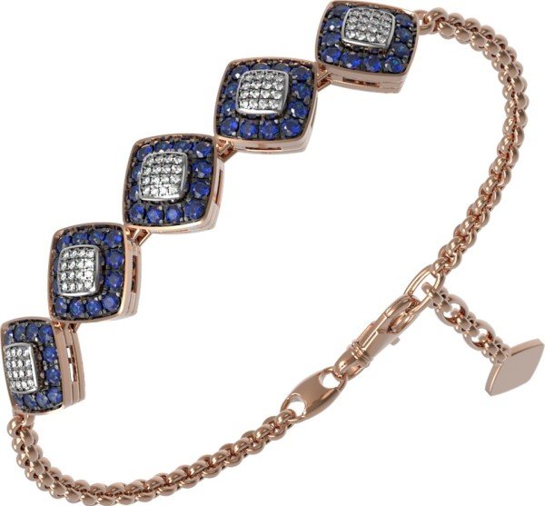 Браслет из золота c бриллиантами и сапфиром