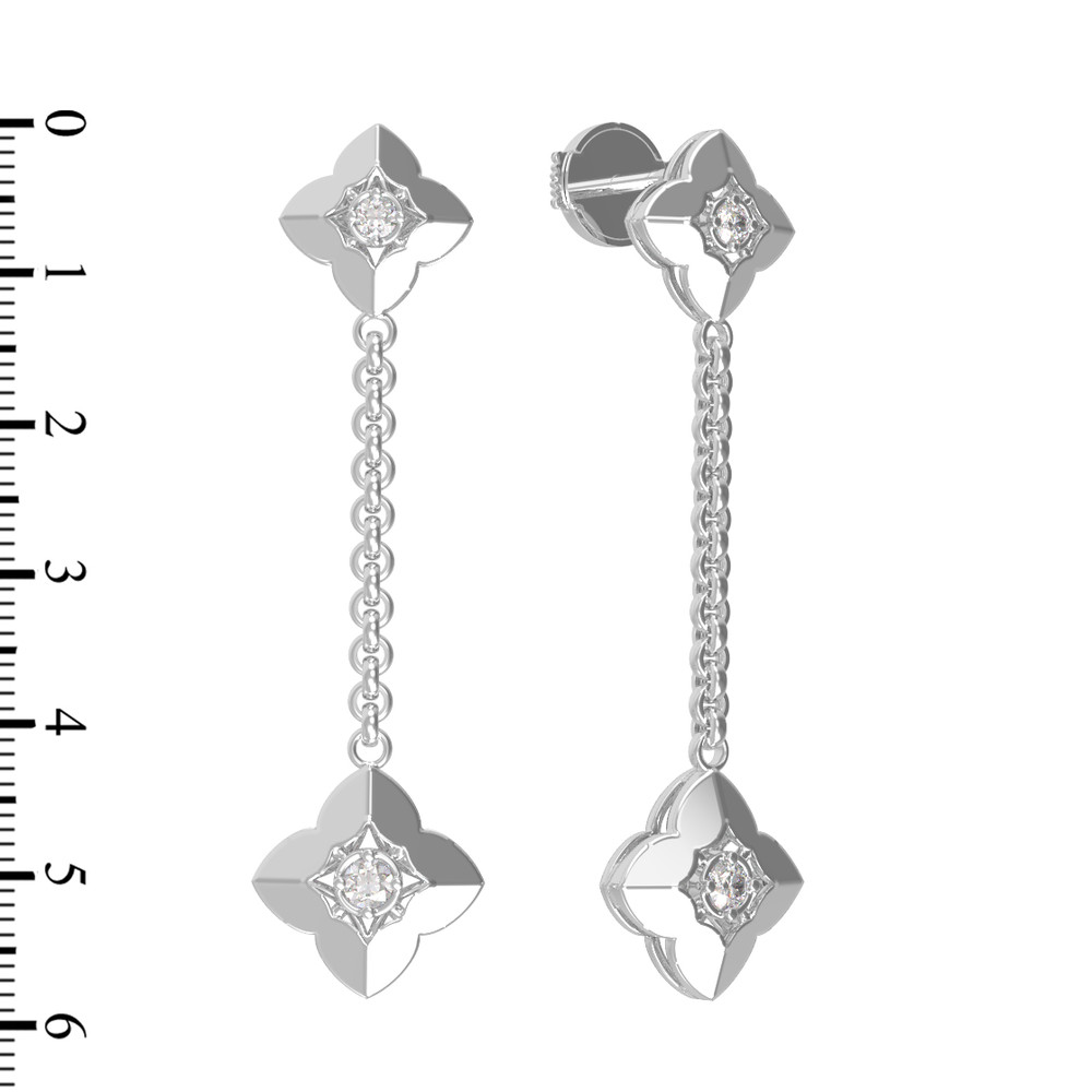 Серьги из белого золота 585 пробы c бриллиантами