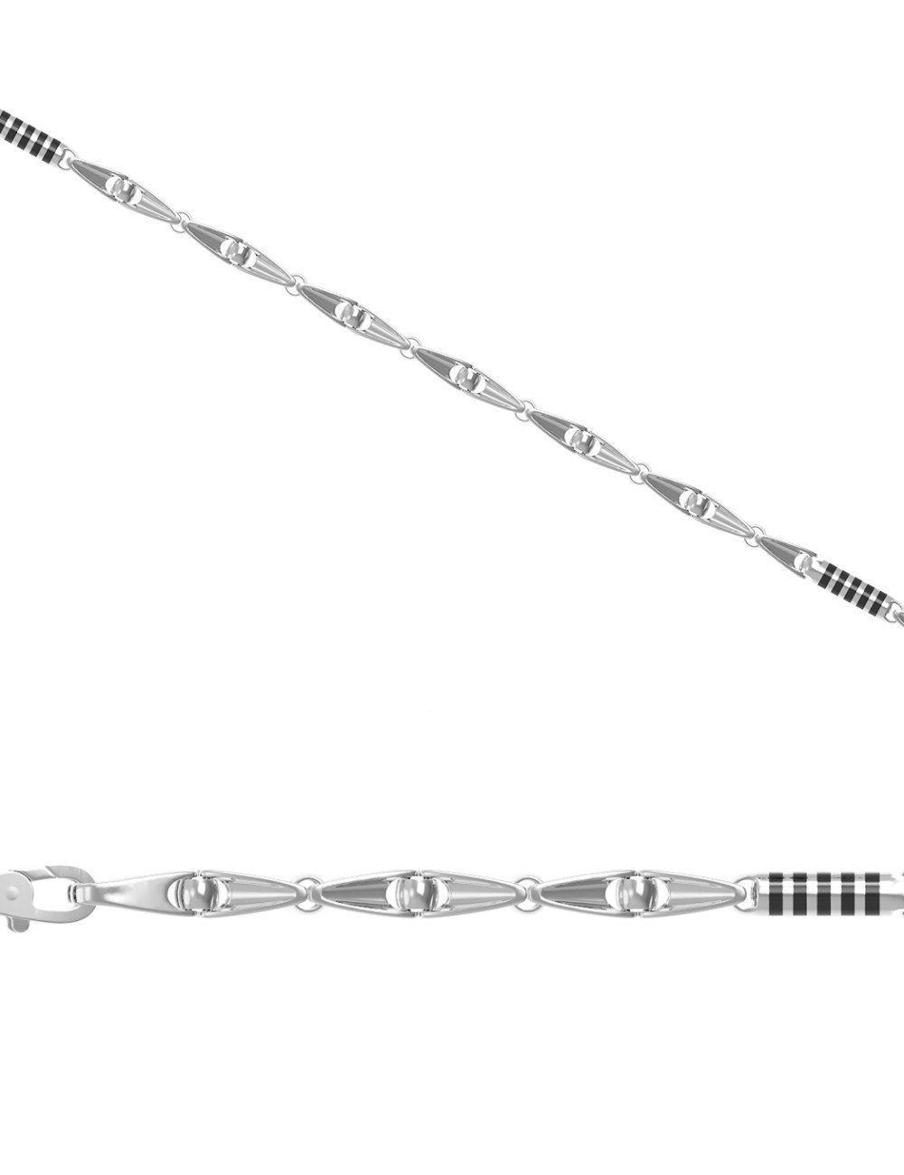 Цепь из белого золота c эмалью