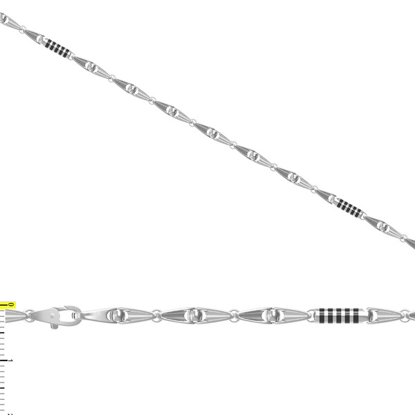 Цепь из белого золота 585 пробы c эмалью