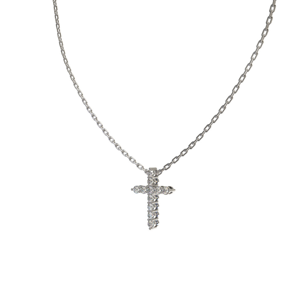 Крест из белого золота 585 пробы c бриллиантами