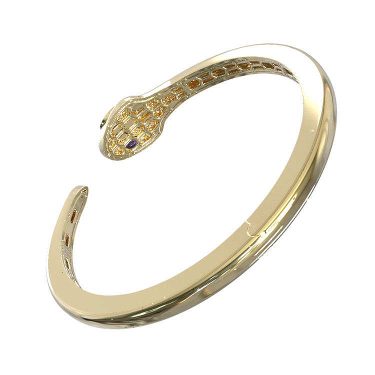 Браслет из лимонного золота 585 пробы c бриллиантами, сапфиром и малахитом