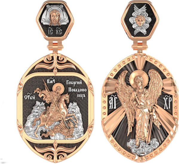 Нательная икона из красного золота 585 пробы