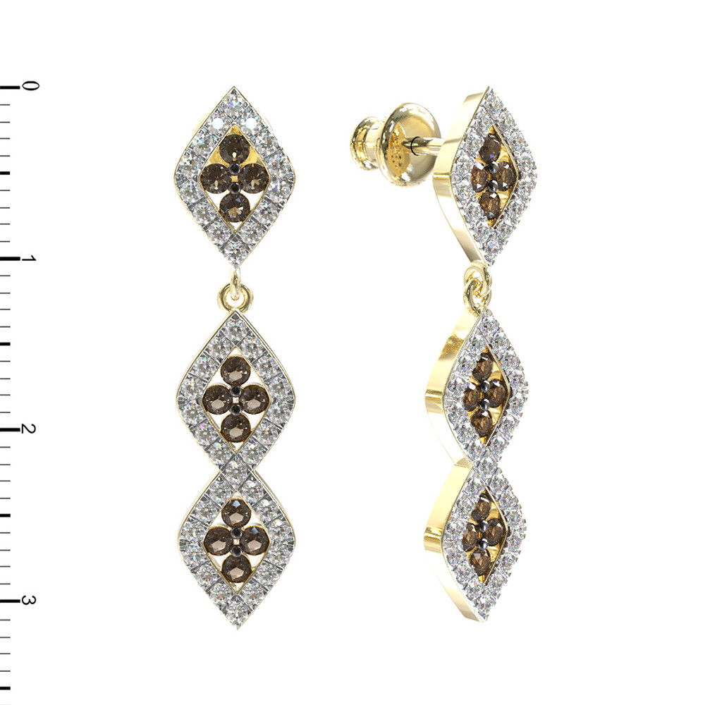 Серьги из лимонного золота 585 пробы c бриллиантами