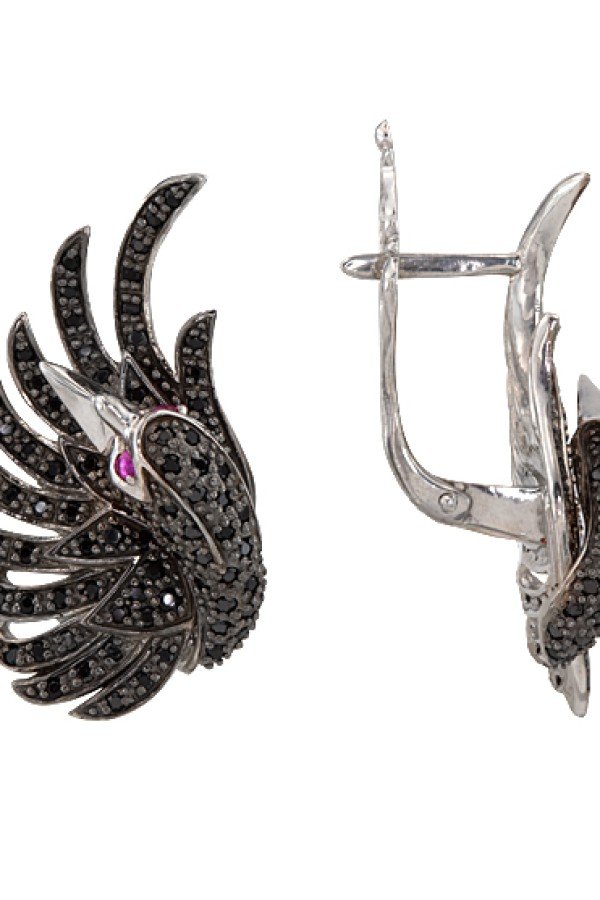 Серьги из белого золота c фианитом