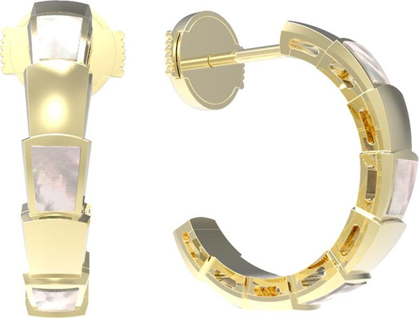 Серьги из лимонного золота 585 пробы c перламутром