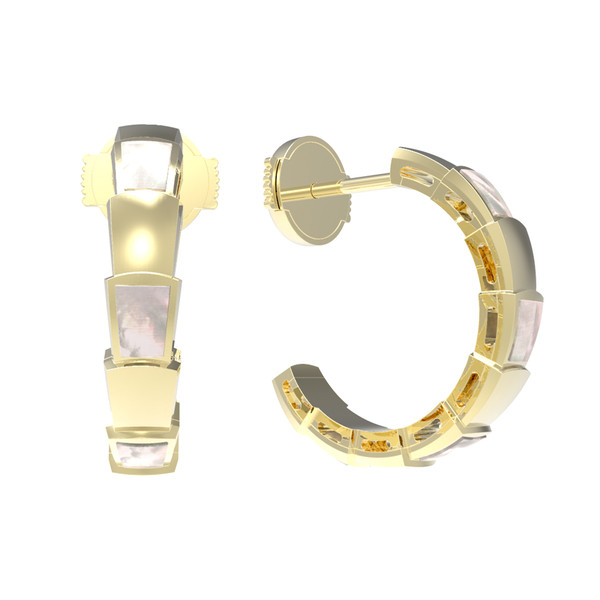 Серьги из лимонного золота 585 пробы c перламутром