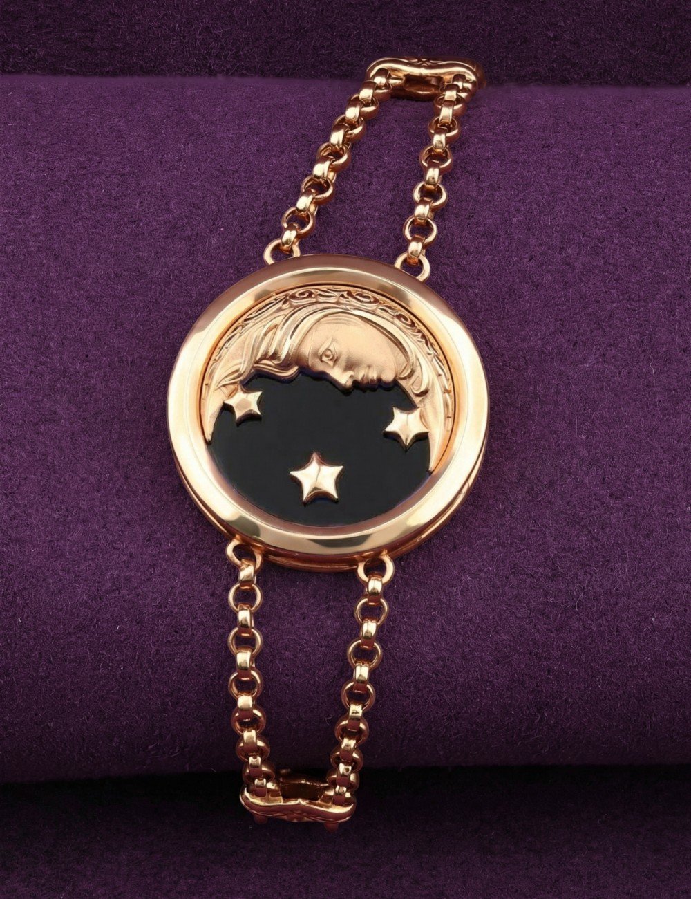 Браслет из золота c ониксом и перламутром