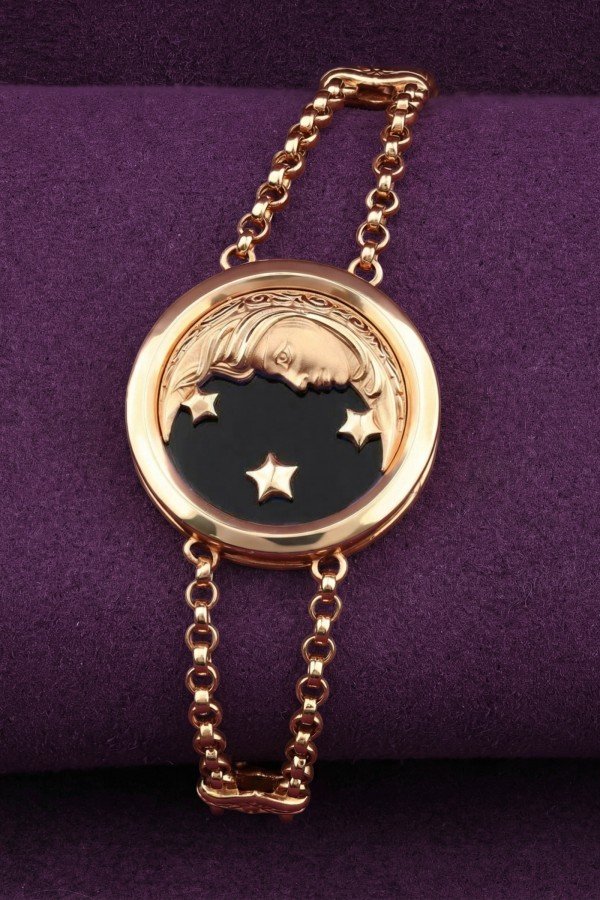 Браслет из золота c ониксом и перламутром