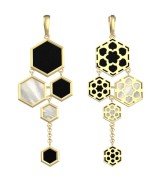 Подвеска из лимонного золота c ониксом и перламутром