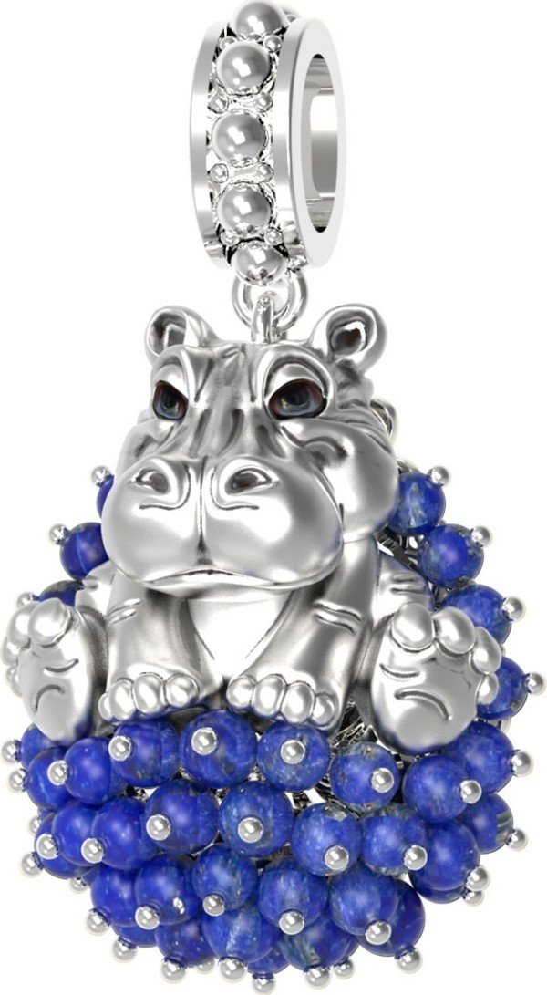 Подвеска из белого золота c эмалью и лазуритом