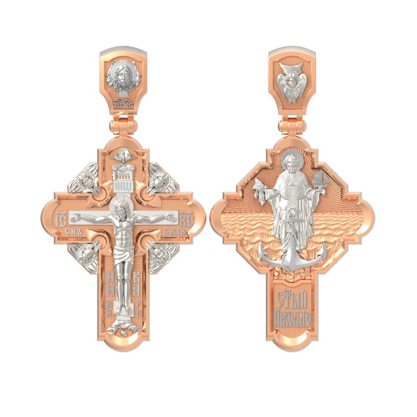 Крест из красного золота 585 пробы