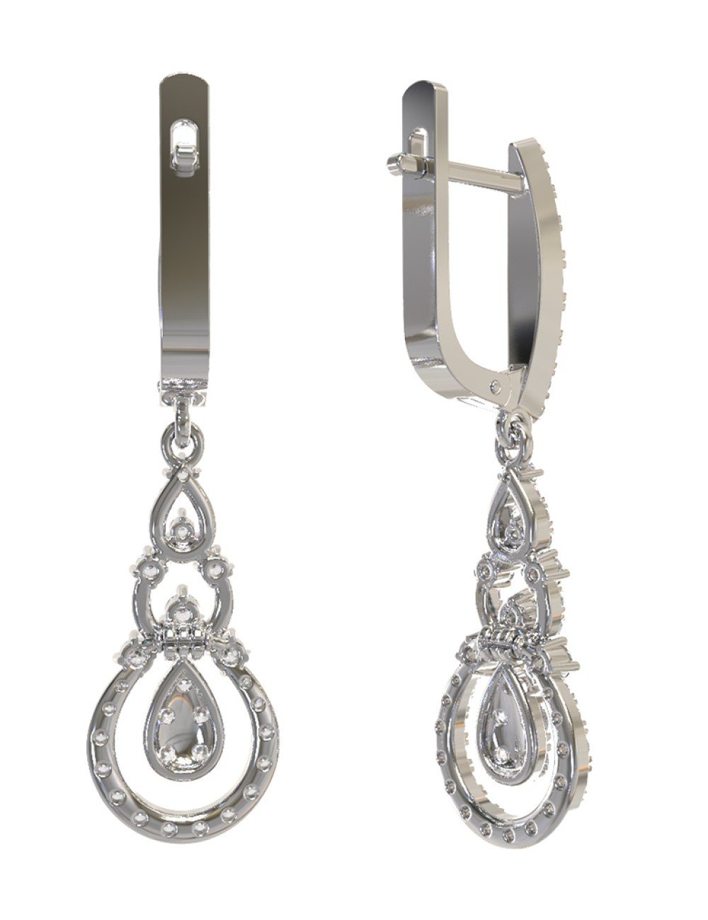 Серьги из белого золота c бриллиантами