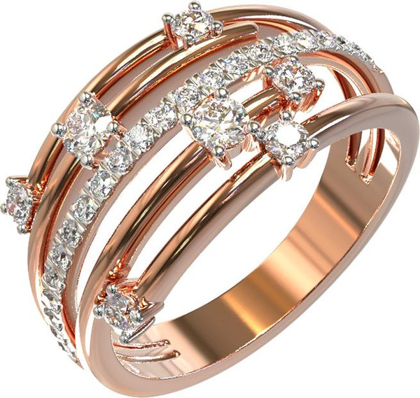 Кольцо из красного золота 585 пробы c бриллиантами