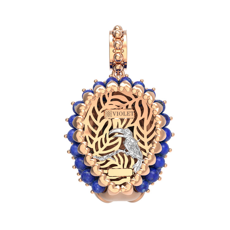 Подвеска из красного золота 585 пробы c эмалью и лазуритом