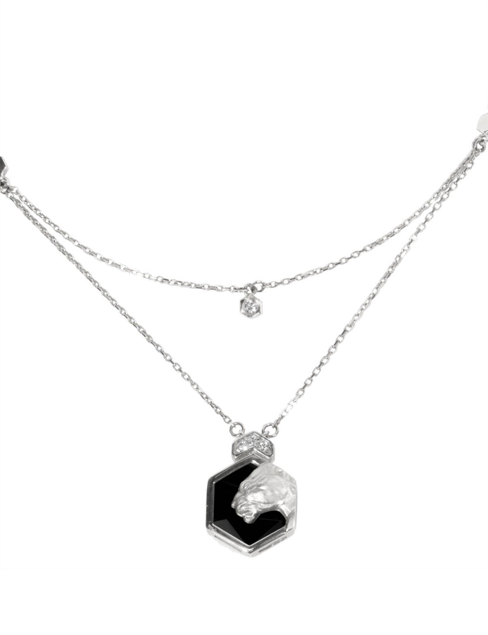 Колье из белого золота c бриллиантами и ониксом