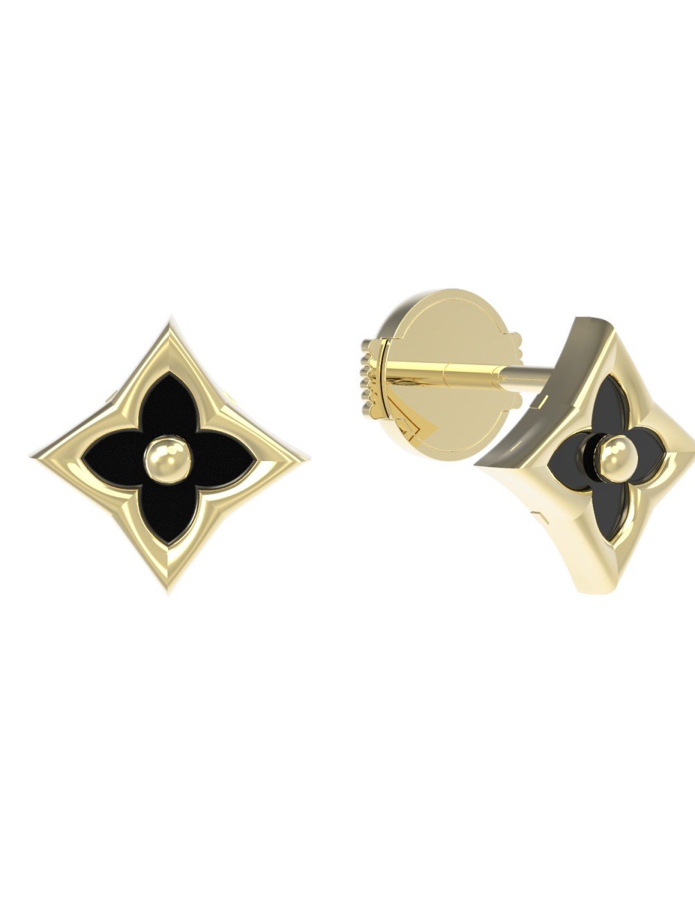 Серьги из лимонного золота c ониксом