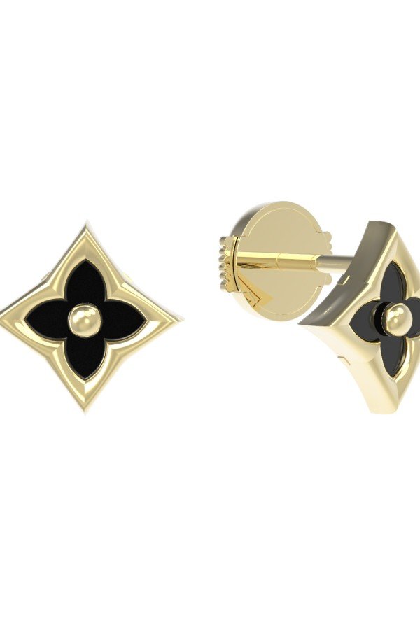 Серьги из лимонного золота c ониксом