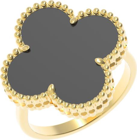 Кольцо из лимонного золота 585 пробы c ониксом