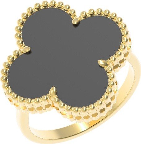 Кольцо из лимонного золота c ониксом