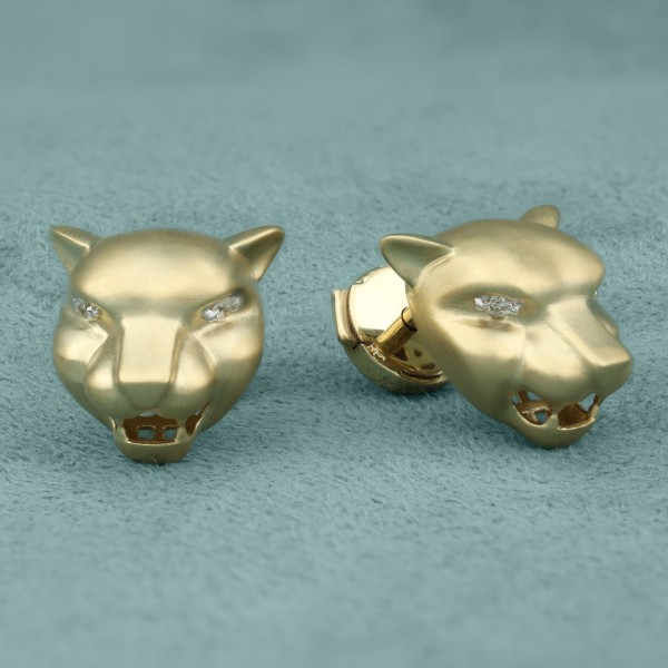 Серьги из лимонного золота 585 пробы c бриллиантами