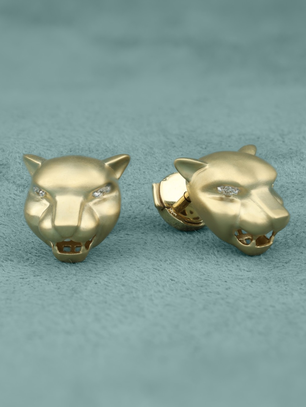 Серьги из лимонного золота 585 пробы c бриллиантами