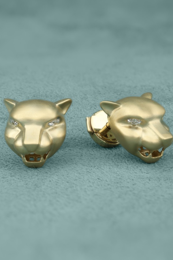 Серьги из лимонного золота 585 пробы c бриллиантами