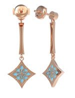 Серьги из золота c фианитом и бирюзой