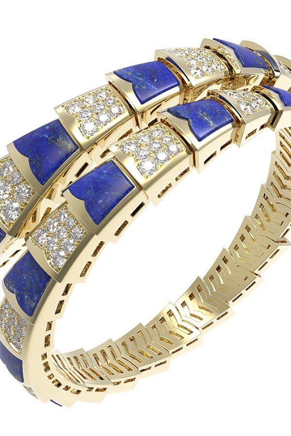 Браслет из лимонного золота c бриллиантами и лазуритом