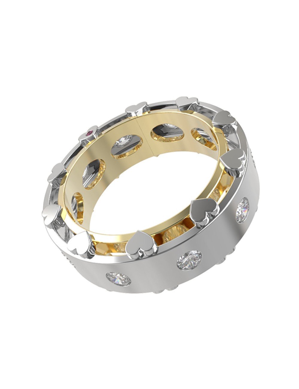 Кольцо из лимонного золота c бриллиантами и рубином