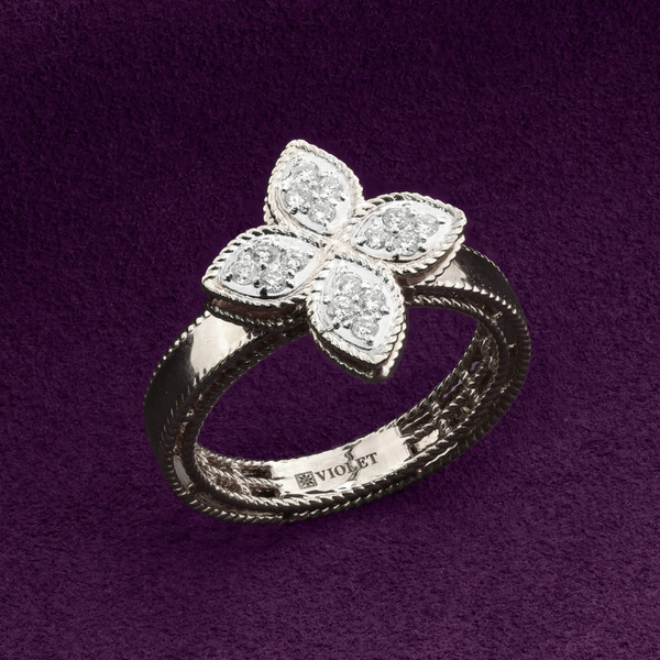 Кольцо из белого золота 585 пробы c бриллиантами