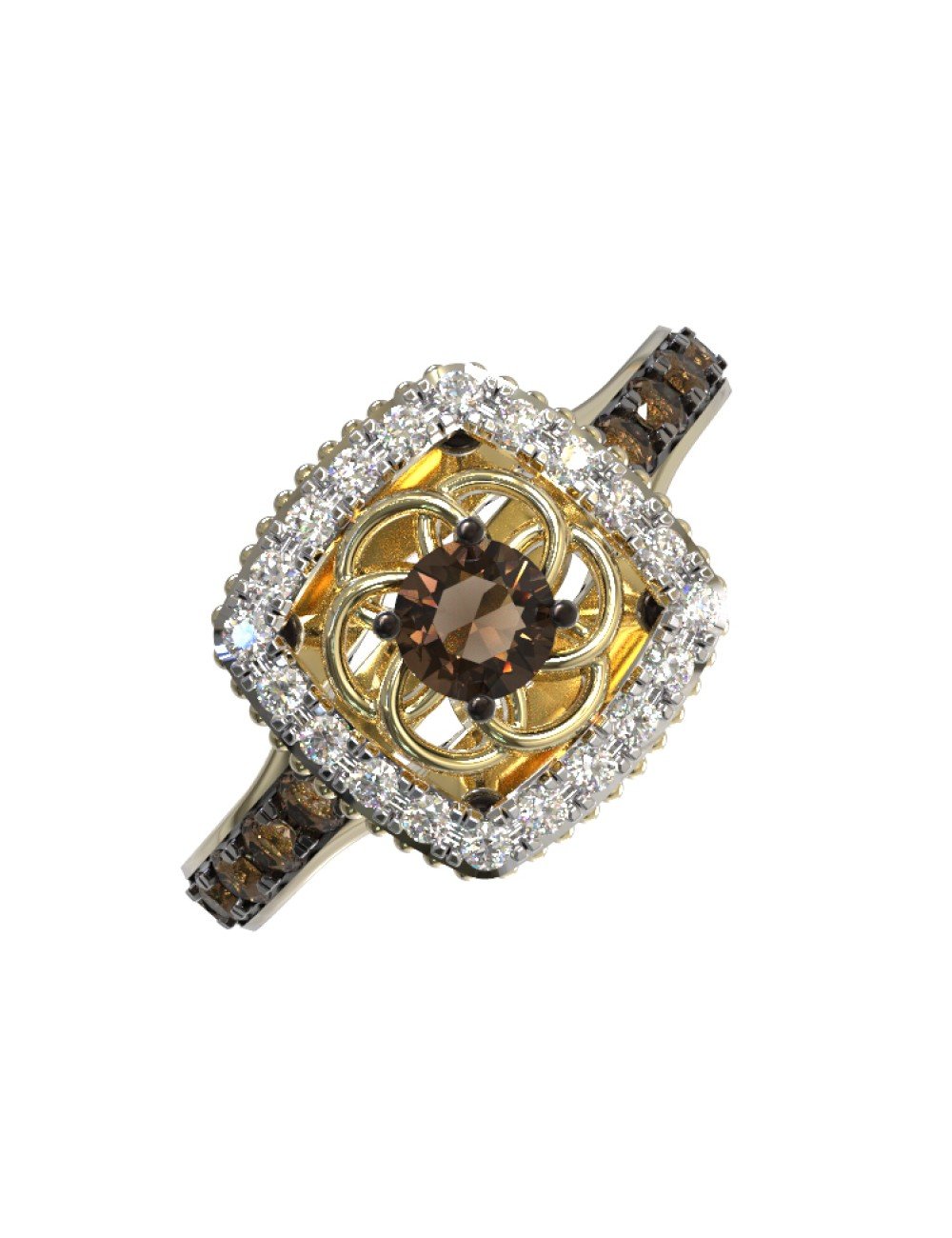 Кольцо из лимонного золота c бриллиантами