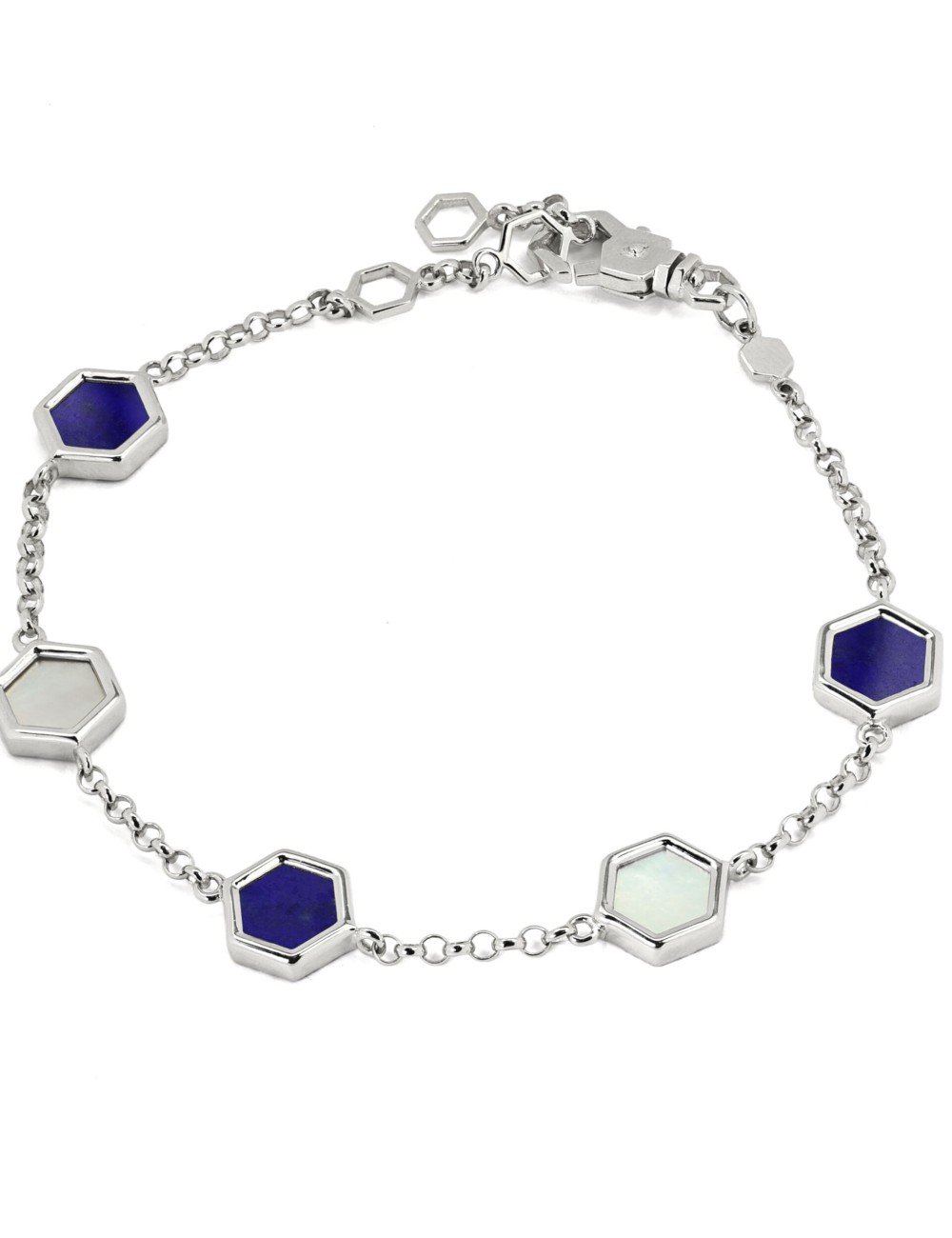 Браслет из белого золота c лазуритом и перламутром