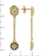 Серьги из лимонного золота c бриллиантами, лазуритом и перламутром