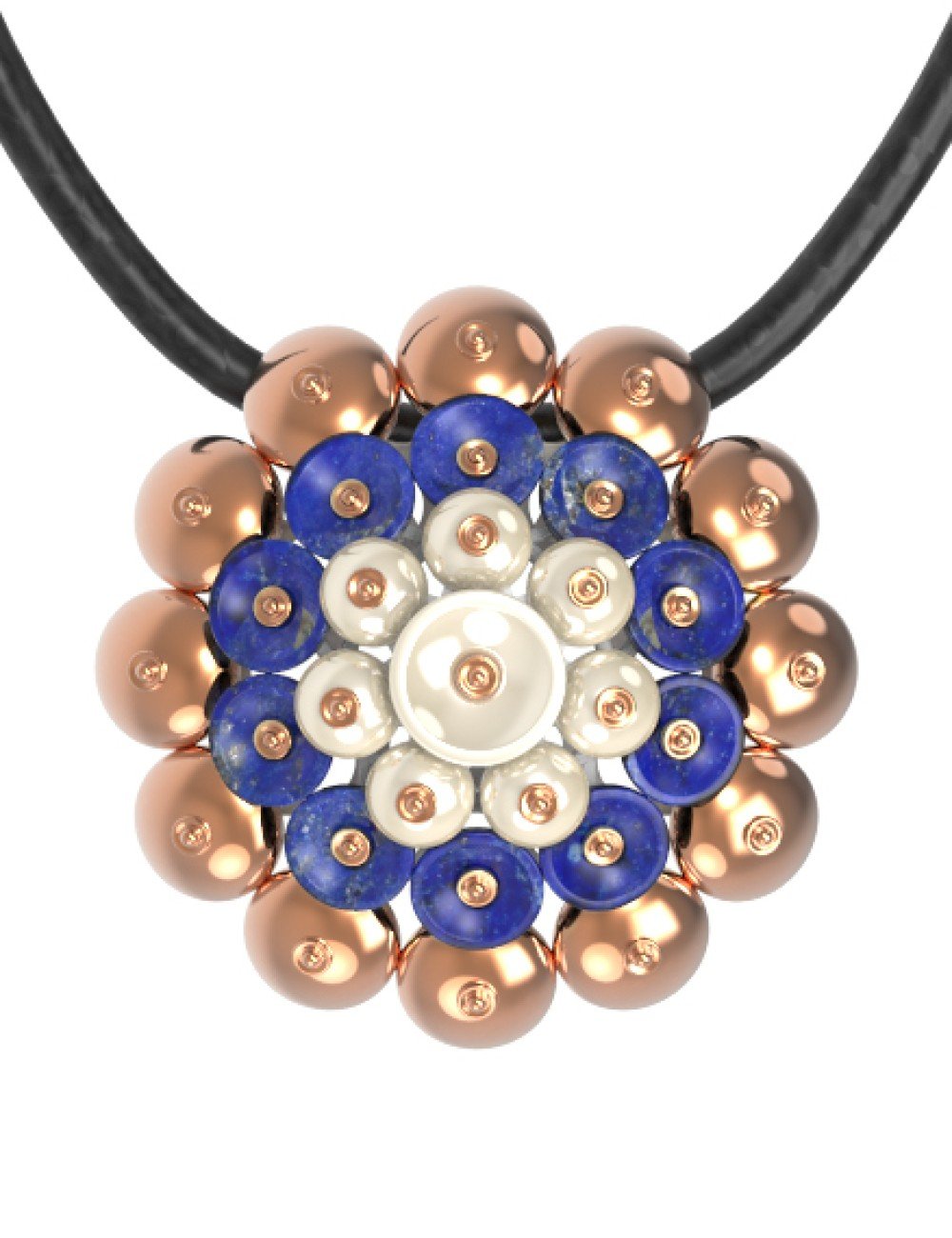 Подвеска из золота c лазуритом и перламутром