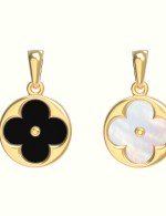 Подвеска из лимонного золота c ониксом и перламутром